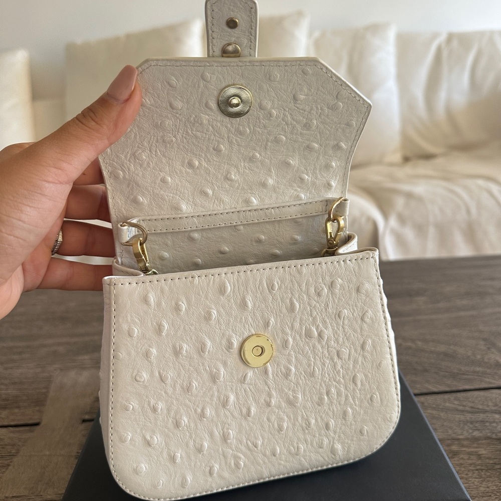 Okhtein Mini Studded White Handbag with Gold Hardware - Picture 5 of 7